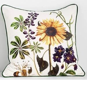 Anthropologie EVIE Pillow Cotton Floral Velvet Throw Accent NWT “Sold Out”